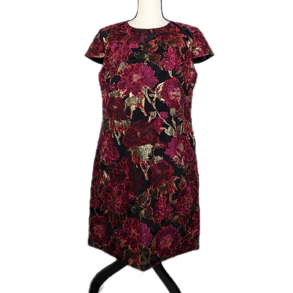 Sam Edelman Dresses & Skirts - NWT SAM EDELMAN Red & Gold Metallic Brocade Mini Shift Dress, Size 14